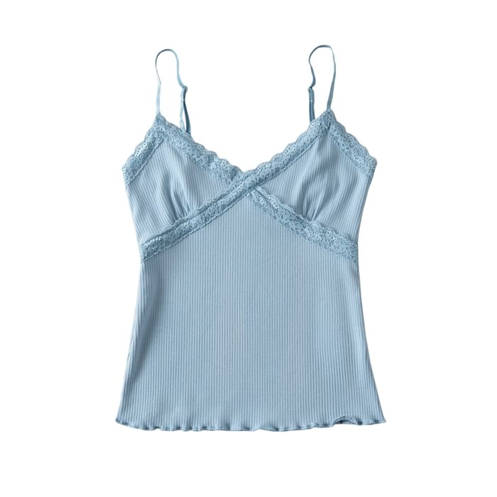 Cropped Lace-Trim V-Neck Cami
