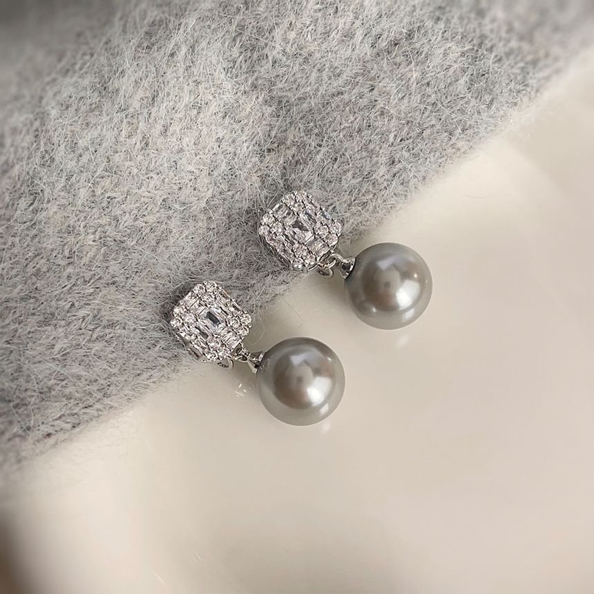 Alloy Rhinestone Earring Pearl Drop Faux