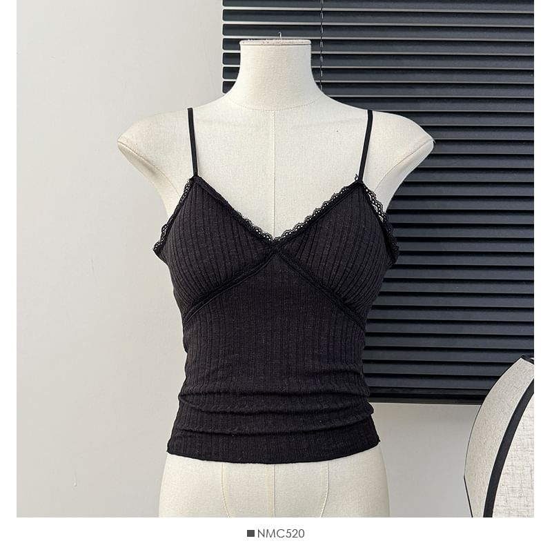 Multicolor Lace-Trim Padded Cami