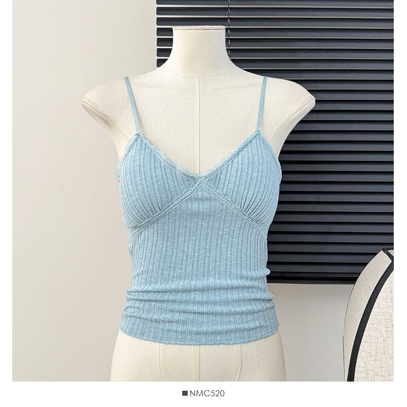 Multicolor Lace-Trim Padded Cami