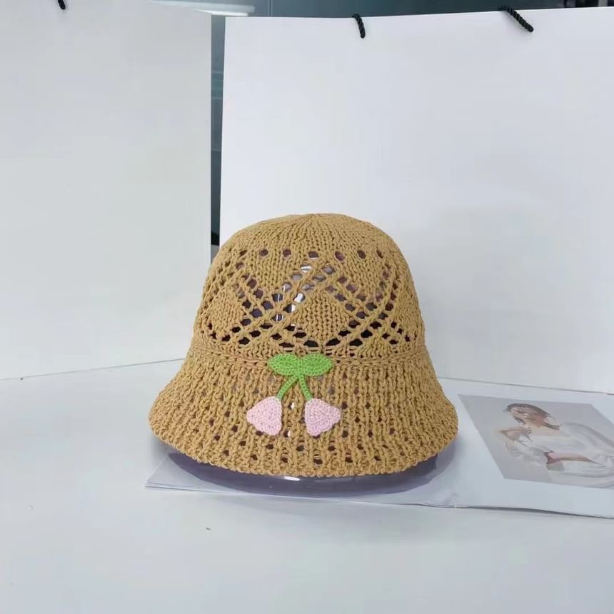 Floral Bucket Embroidered Woven Hat