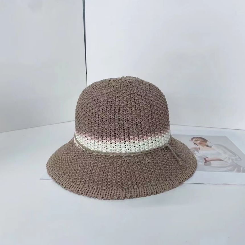 Bucket Striped Woven Hat