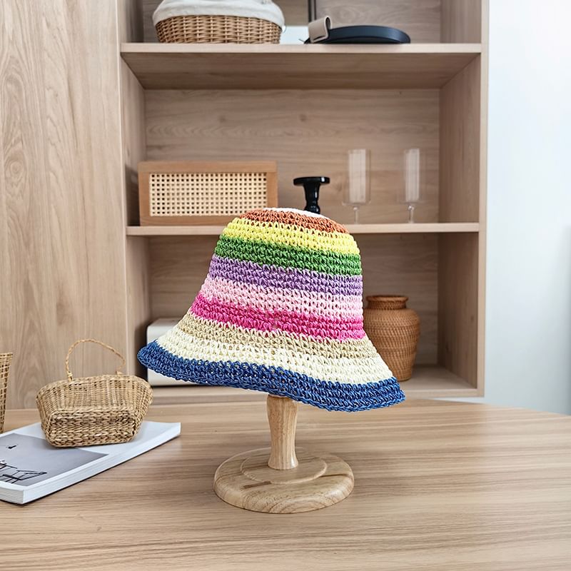 Straw Striped Bucket Hat