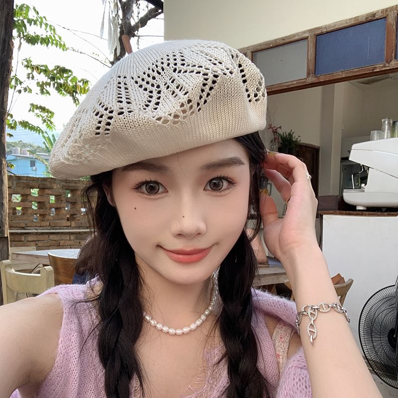 Hat Beret Eyelet