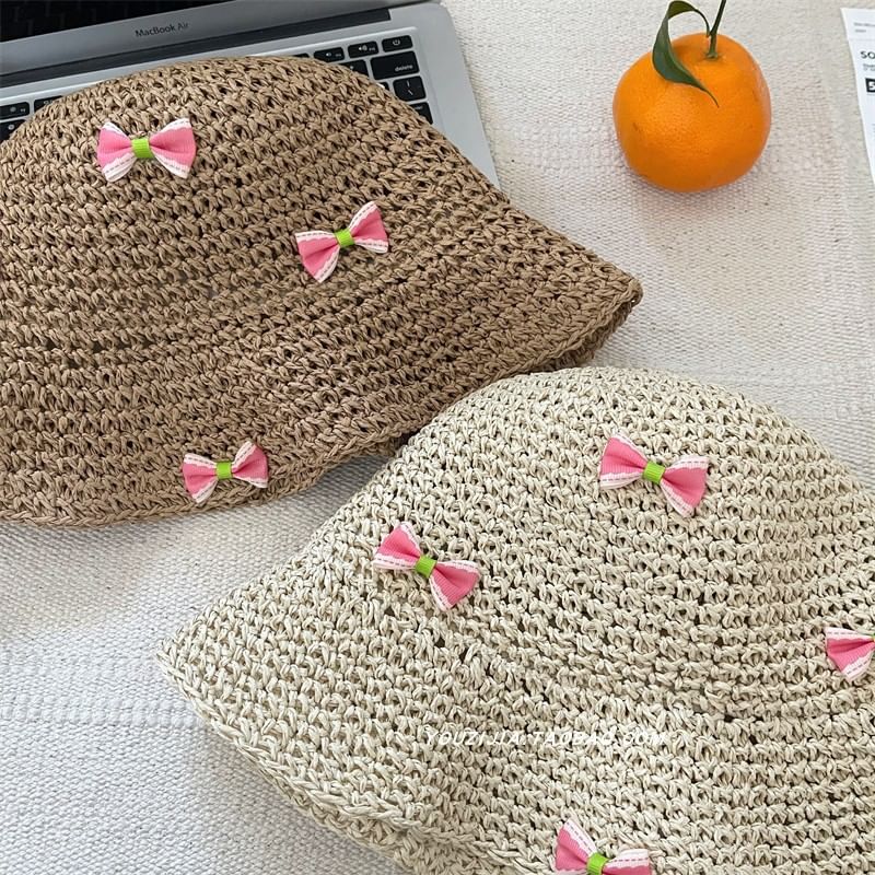 Straw Hat Bucket Bow