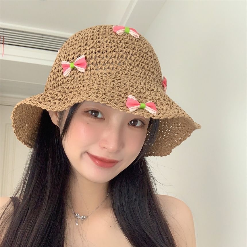 Straw Hat Bucket Bow