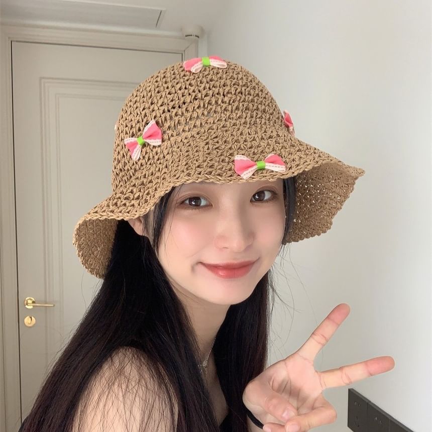 Straw Hat Bucket Bow