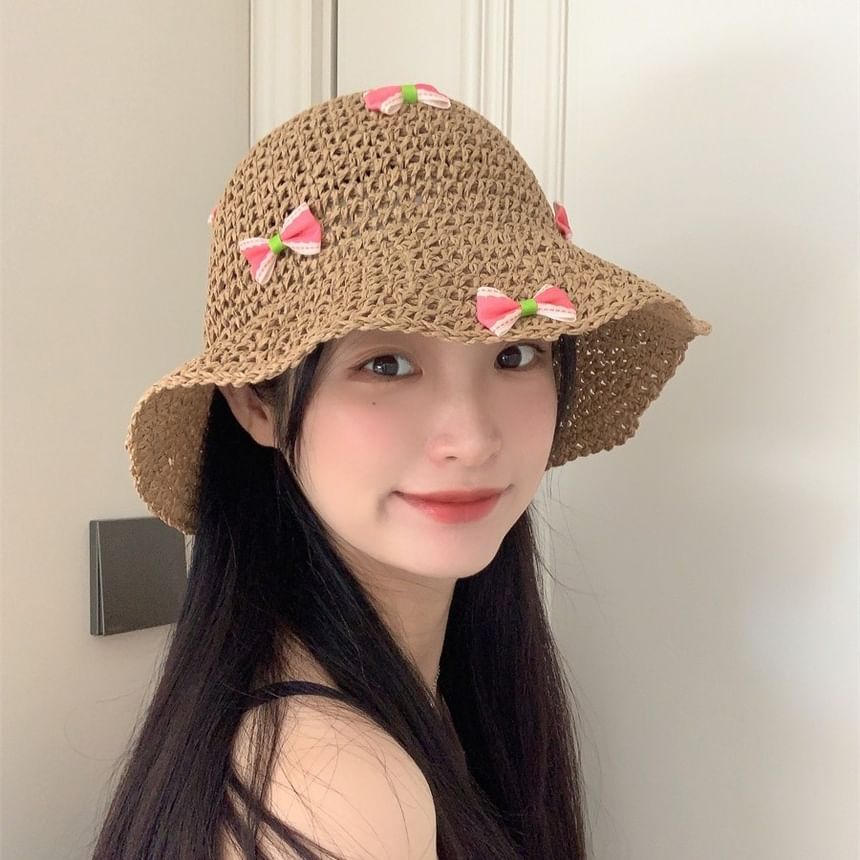 Straw Hat Bucket Bow