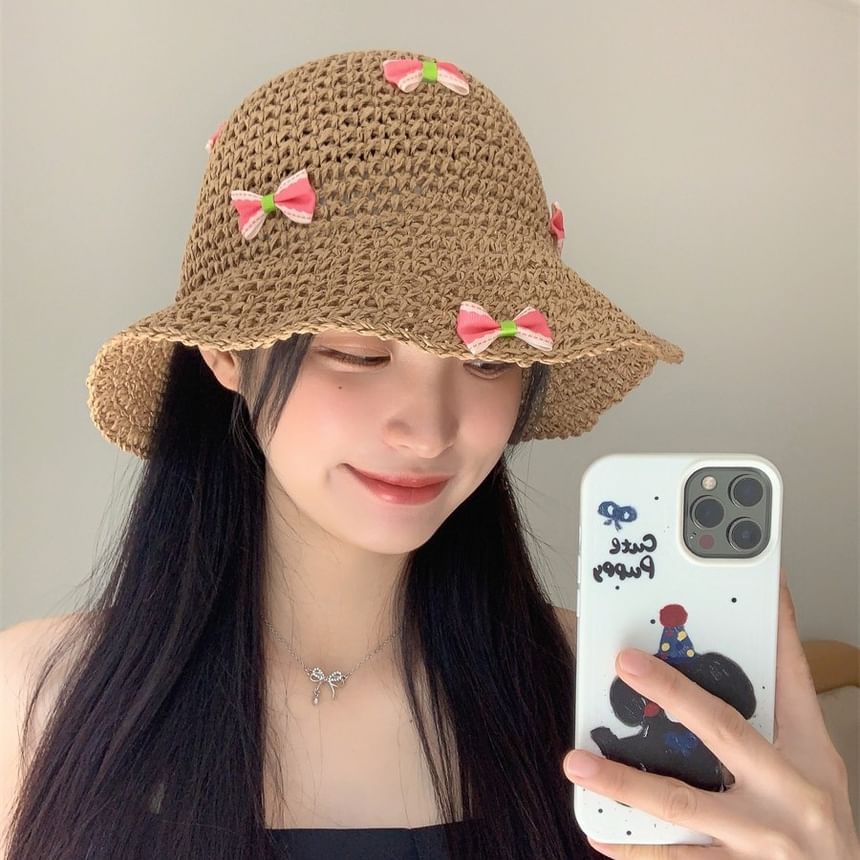 Straw Hat Bucket Bow