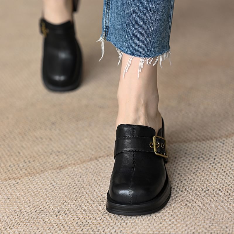Buckled Mules Heel Block