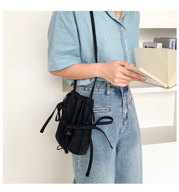 Bag Drawstring Crossbody Nylon Plain