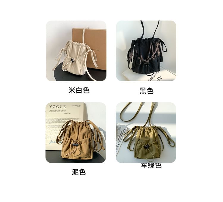 Bag Drawstring Crossbody Nylon Plain