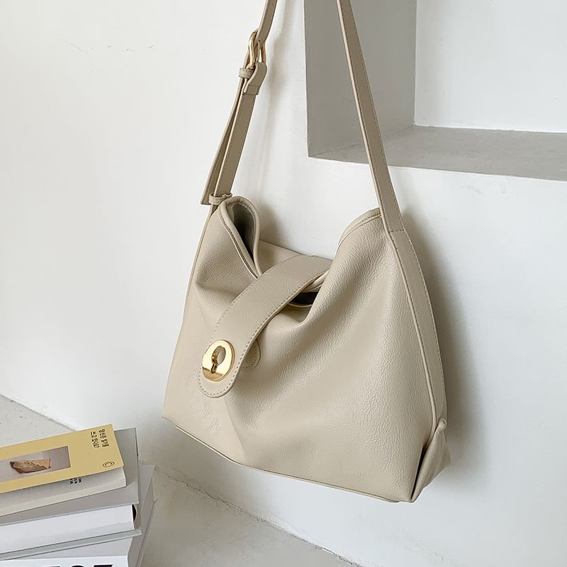 Leather Plain Bag Faux Tote
