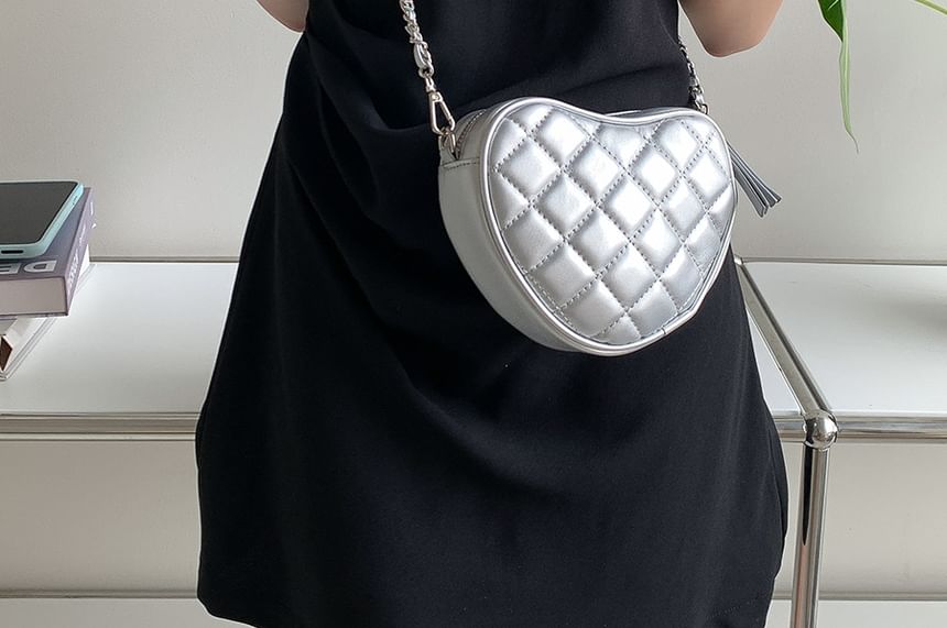 Chain Crossbody Heart Quilted Bag Strap