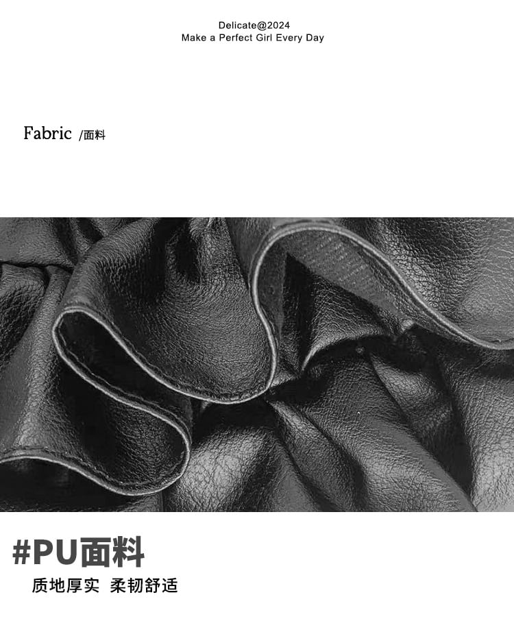 Crossbody Bag Handle Leather Ruffle Top Faux