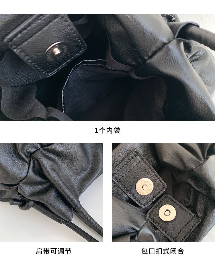 Crossbody Bag Handle Leather Ruffle Top Faux