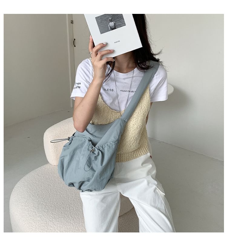 Nylon Crossbody Plain Bag Drawstring