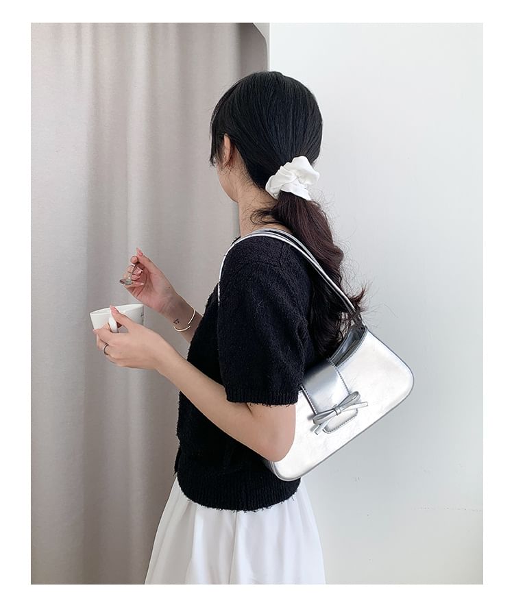 Leather Shoulder Bow Bag Faux