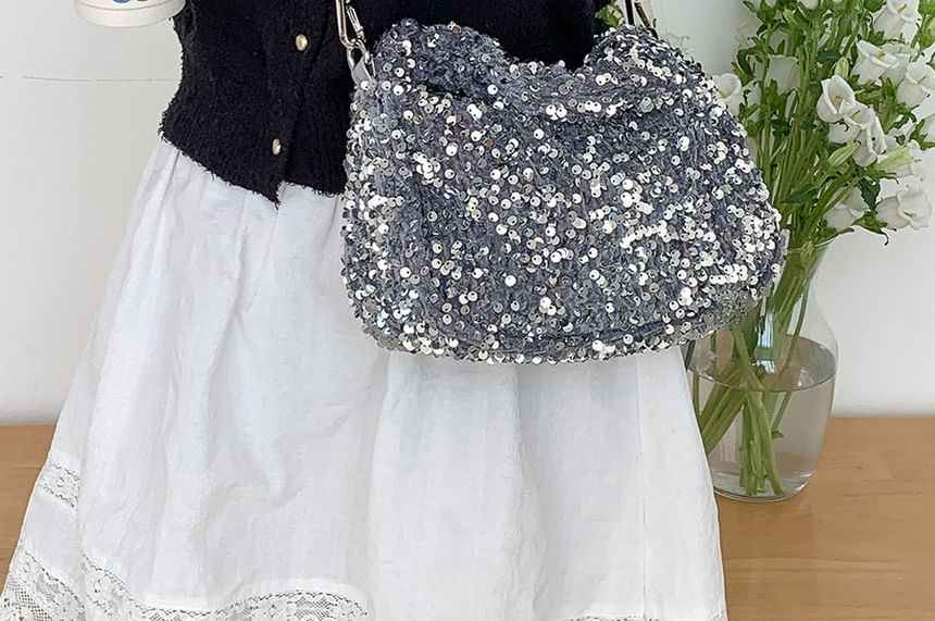 Sequin Handle Crossbody Bag Top