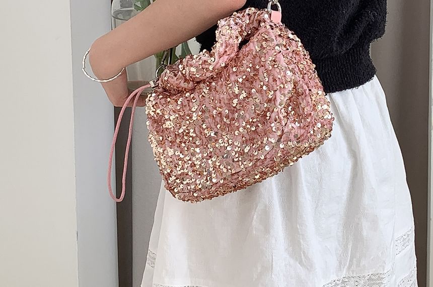 Sequin Handle Crossbody Bag Top