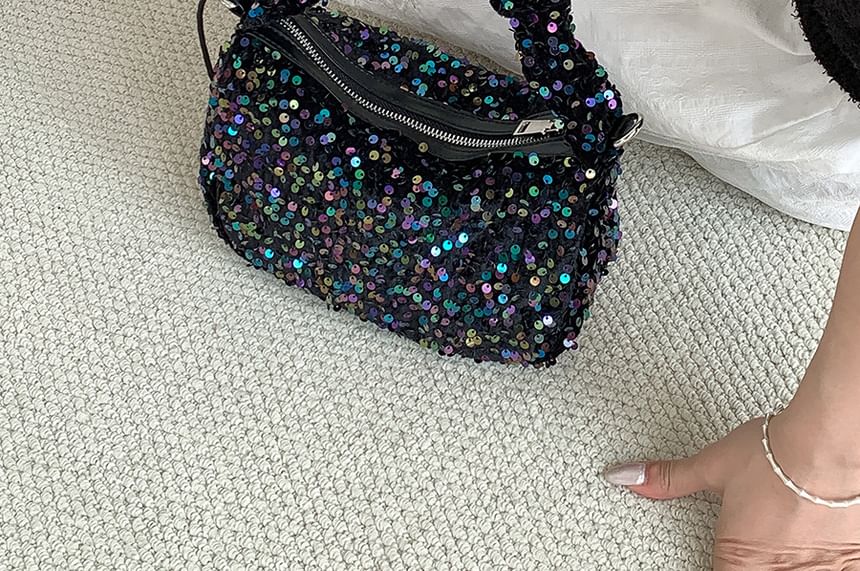 Sequin Handle Crossbody Bag Top