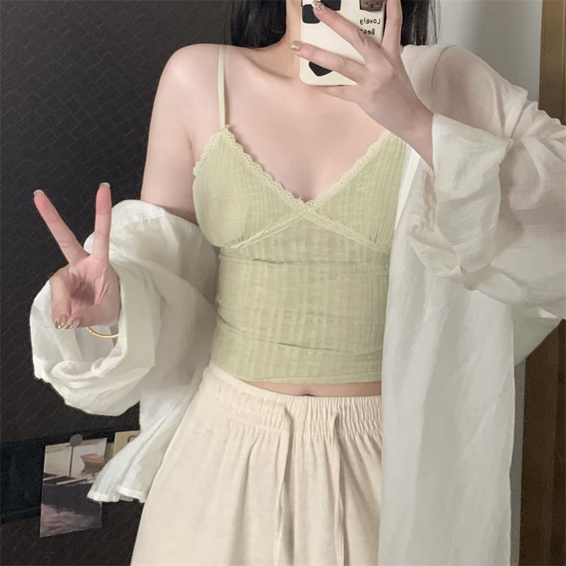 Lace-Panel V-Neck Camisole