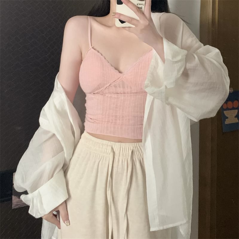 Lace-Panel V-Neck Camisole