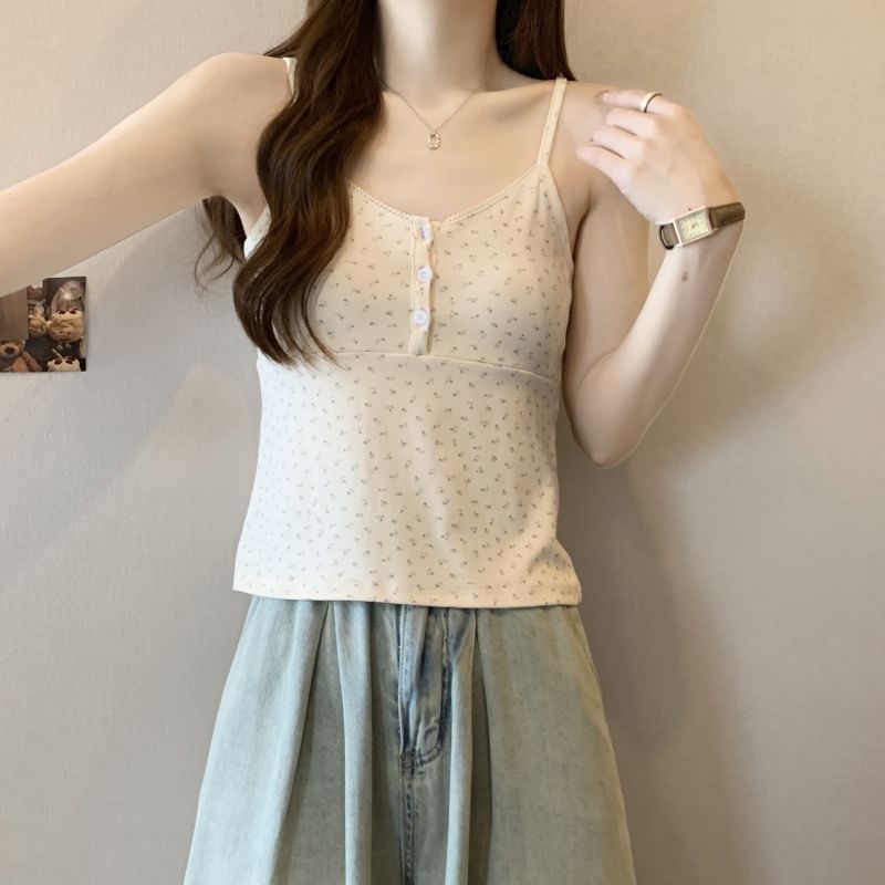 Cami Print Henley Floral Top