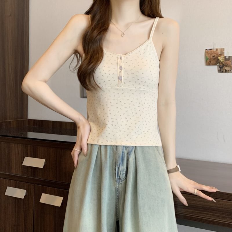 Cami Print Henley Floral Top