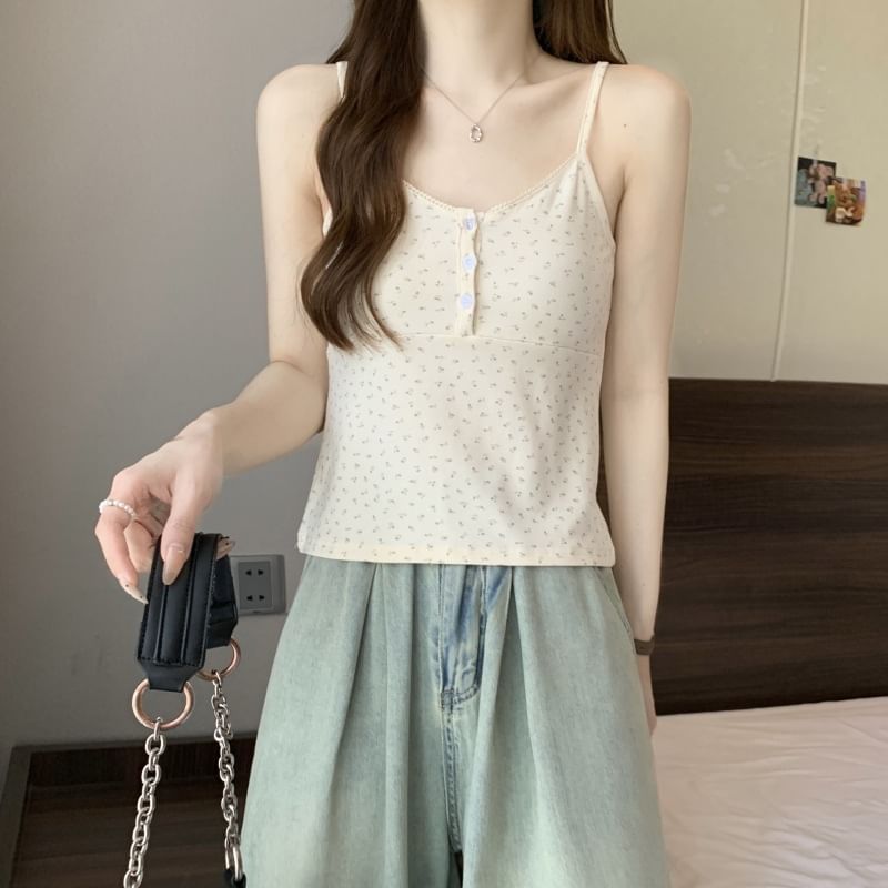 Cami Print Henley Floral Top