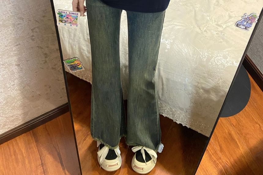 Elbow-Sleeve Round Neck Lettering Raglan Tee