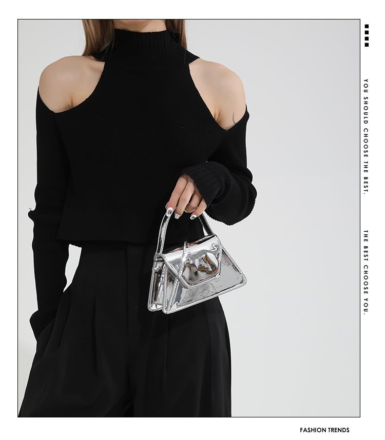 Handle Patent Leather Bag Crossbody Top Flap