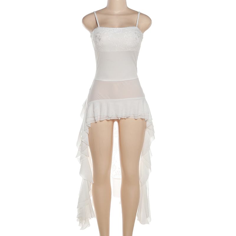 Ruffled Lace-Trim Cami Top