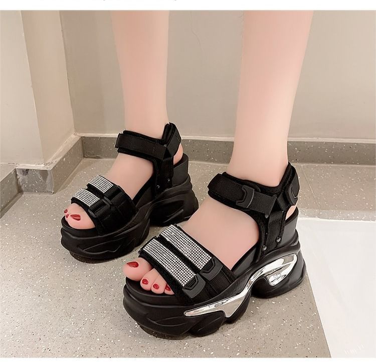 Sandals Rhinestone Wedge Platform