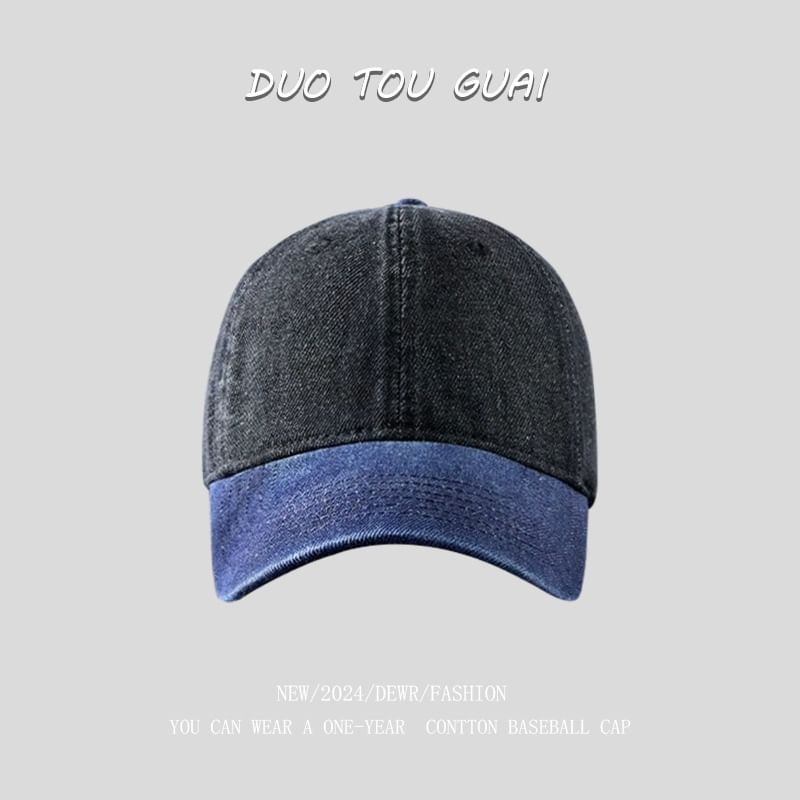 Tone Baseball Cap Two Denim Washed