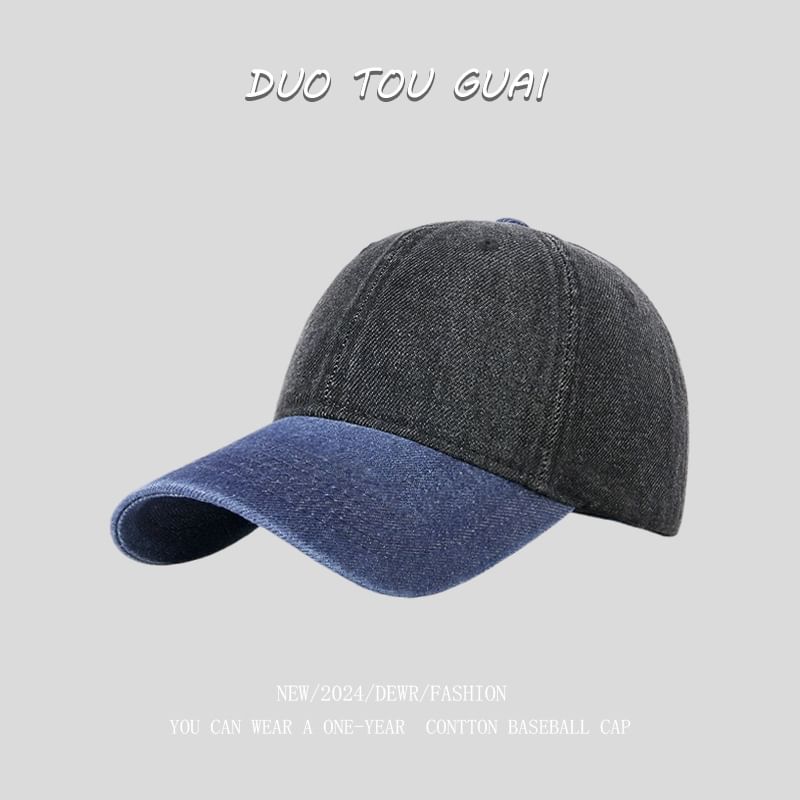 Tone Baseball Cap Two Denim Washed