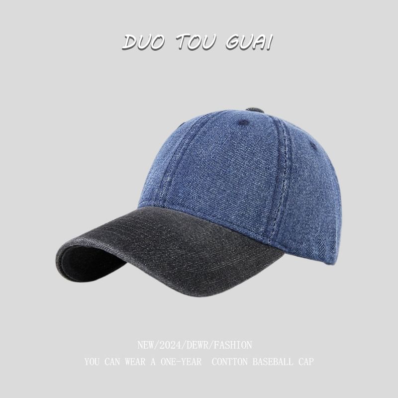 Tone Baseball Cap Two Denim Washed