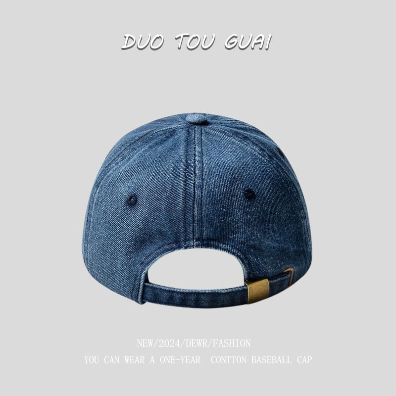 Cap Distressed Baseball Washed Denim