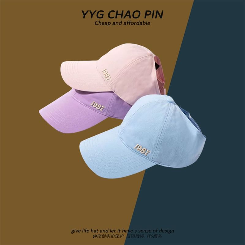 Number Open Embroidered Baseball Top Cap