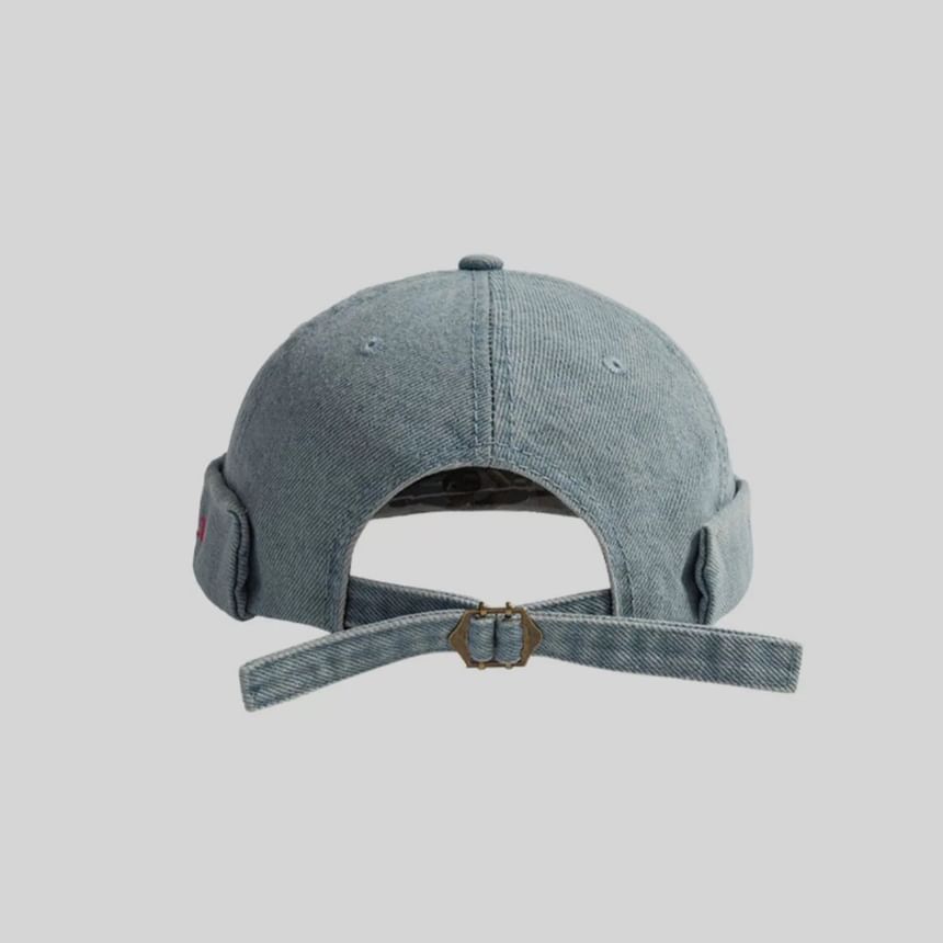 Hat Washed Lettering Brimless Denim Embroidered