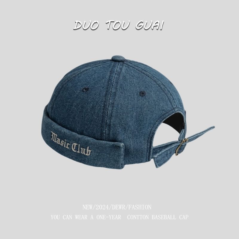 Hat Washed Lettering Brimless Denim Embroidered