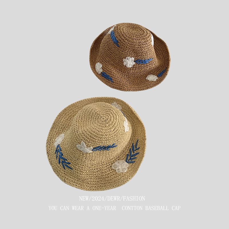 Woven Floral Sun Hat Accent