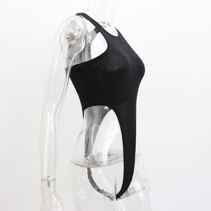 Bodysuit Crew Neck Top Sleeveless Plain