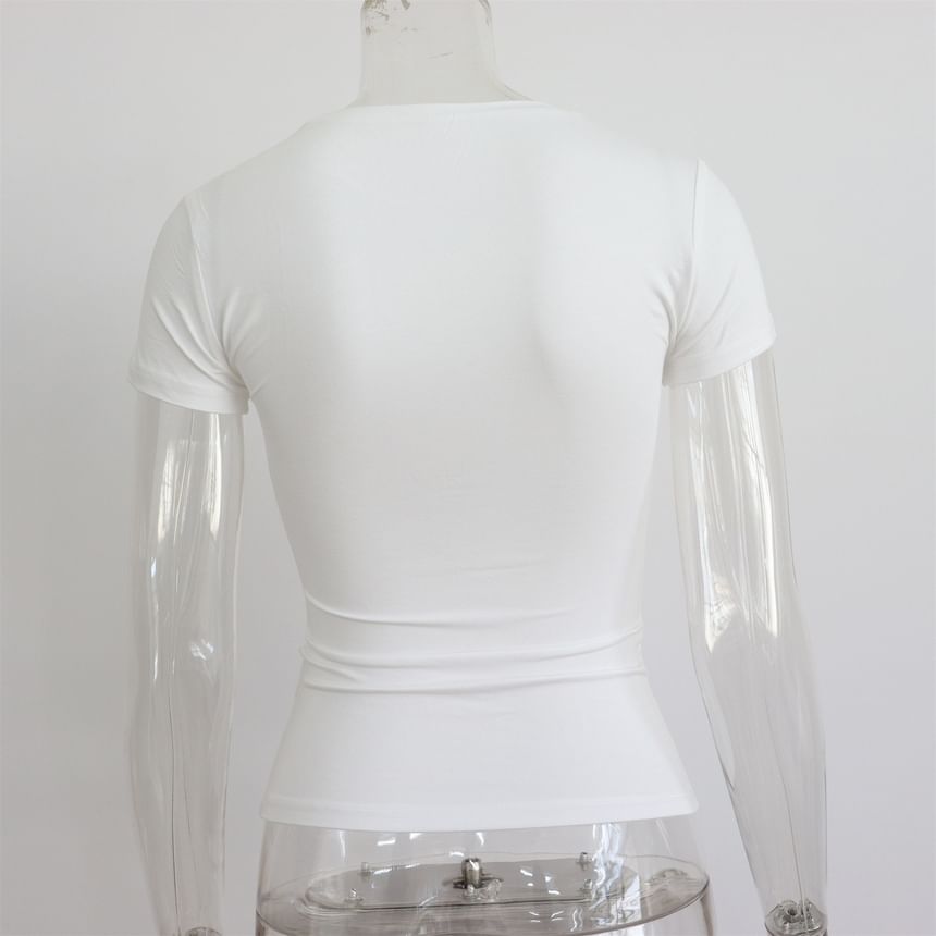 Round Plain Short-Sleeve T-Shirt Neck