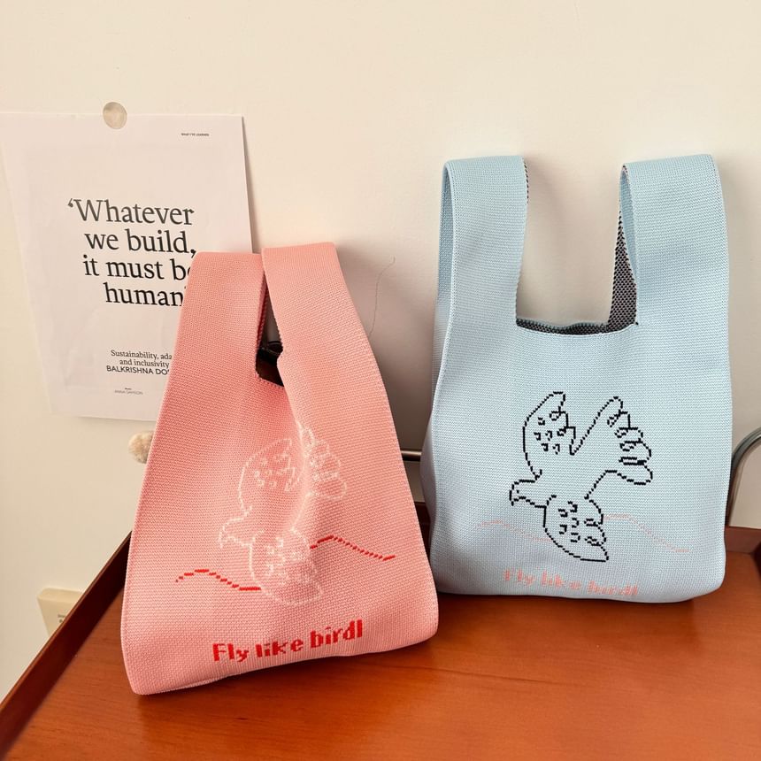Lettering Knit Bag Tote