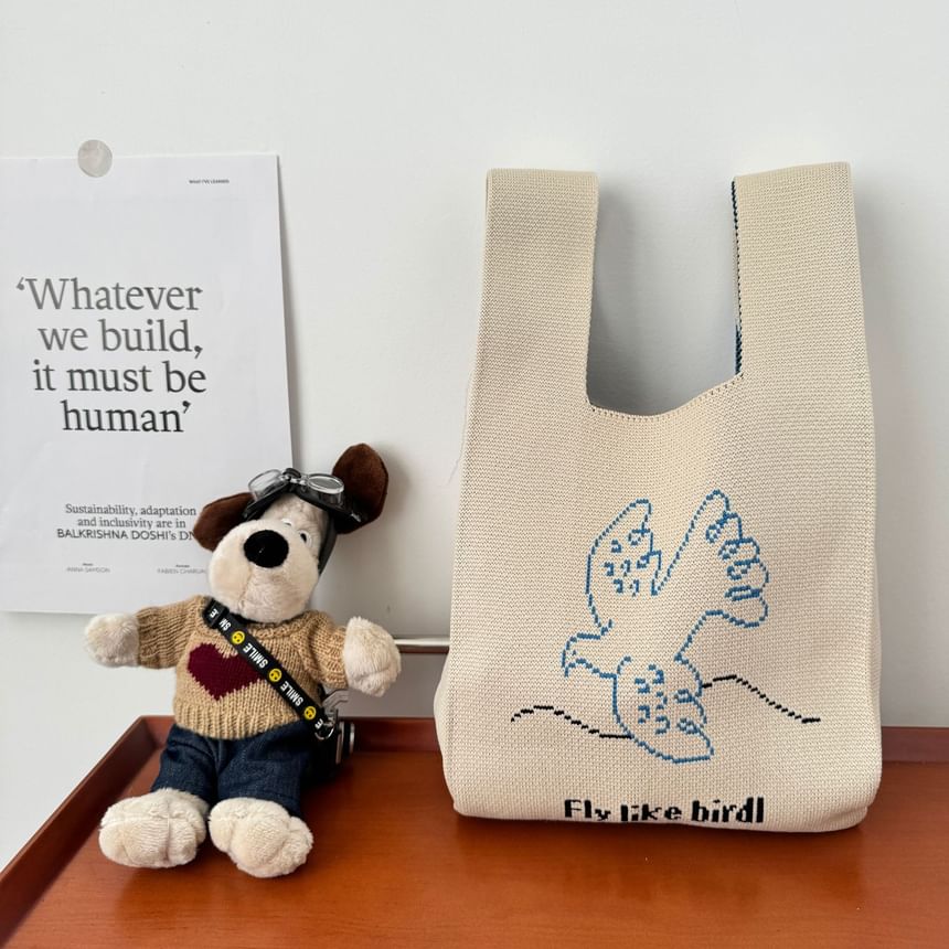 Lettering Knit Bag Tote