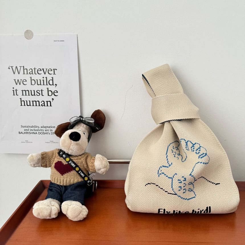 Lettering Knit Bag Tote