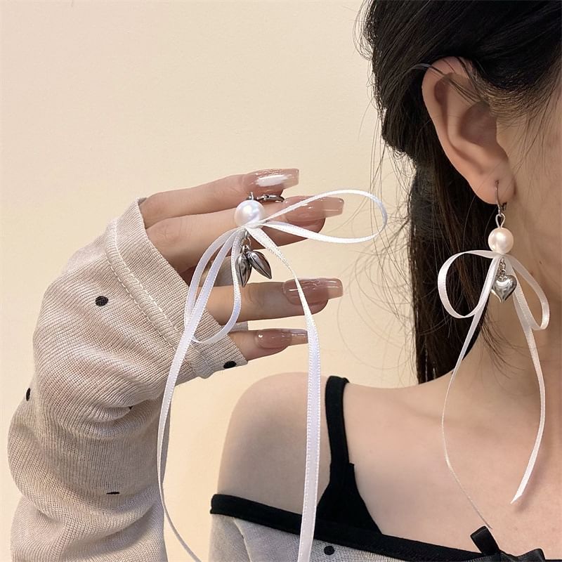 Earring Faux Ribbon / Designs) Pearl (Various Drop