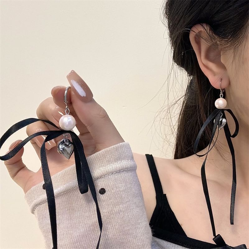 Earring Faux Ribbon / Designs) Pearl (Various Drop
