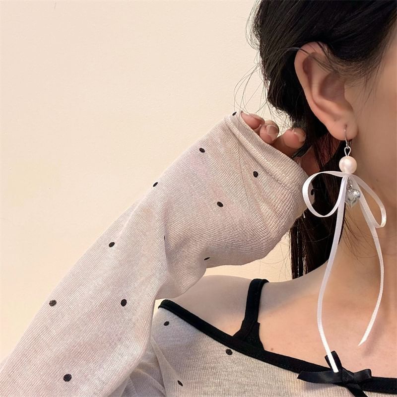Earring Faux Ribbon / Designs) Pearl (Various Drop